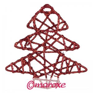 Czerwone choinki z rattanu 4 sztuki 11cm x 11 cm.