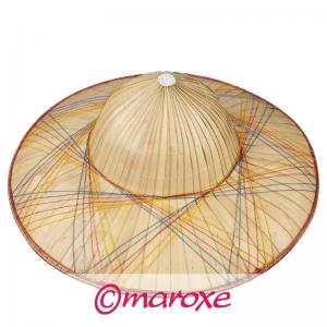 Kapelusz z bambusa i liści palmy ze ściągaczem pod brodę ( rondo 42 cm ).