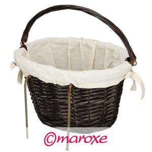 Koszyk na rower zakupowy z wikliny ( Wyścielany materiałem ) 37 cm x 27 cm.