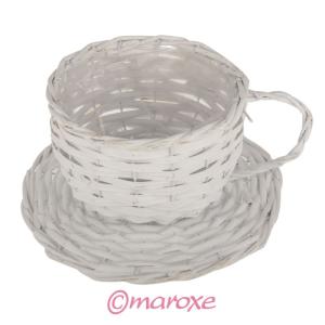 Osłonka filiżanka z białej wikliny ( na zielnik ) D25 cm, H14 cm.