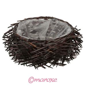 Duża osłonka ptasie gniazdo z wikliny ( wenge ) średnica 42 cm.