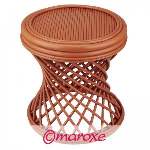Taboret z bambusa i drewna mahoń ( Pufa - Puf ) D36 cm.