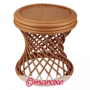 Pufa taboret z bambusa i drewna kasztan D36 cm, H38 cm.
