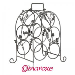 Dekoracyjny koszyk na wino z metalu na 5 butelek 18 cm x 20 cm x H32 cm.