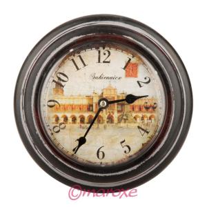 Zegar metalowy retro z motywem Krakowskich Sukiennic D25 cm.