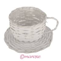 Osłonka filiżanka z białej wikliny ( na zielnik ) D25 cm, H14 cm.