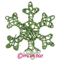 Zielone śnieżynki z rattanu ozdobne  4 sztuki 10cm x 10 cm.