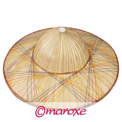 Kapelusz z bambusa i liści palmy ze ściągaczem pod brodę ( rondo 42 cm ).