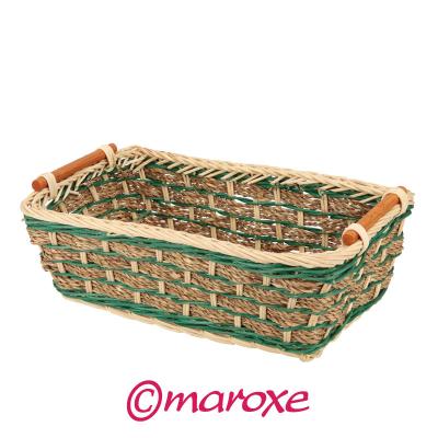 Koszyk kuchenny z rattanu i trawy morskiej 26 cm x 29 cm x H11 cm.