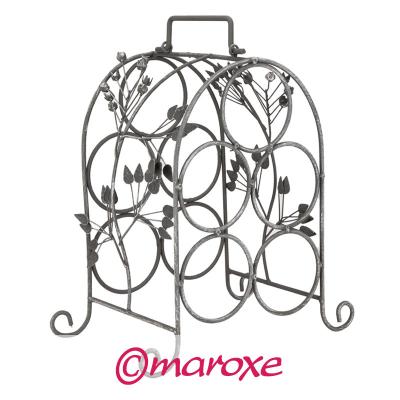 Dekoracyjny koszyk na wino z metalu na 5 butelek 18 cm x 20 cm x H32 cm.