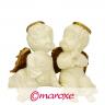 dwa aniołki ceramiczne z alabastru w pozycji siedziącej H8 cm