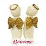 dwa aniołki ceramiczne z alabastru w pozycji stojącej H11 cm
