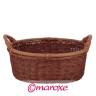 koszyk z rattanu w kolorze ciemnego bordo, uchwyty z bambusa #23 cm x 21 cm x H8 cm